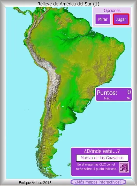 Mapa interactivo de América del Sur Relieve de América del Sur ...