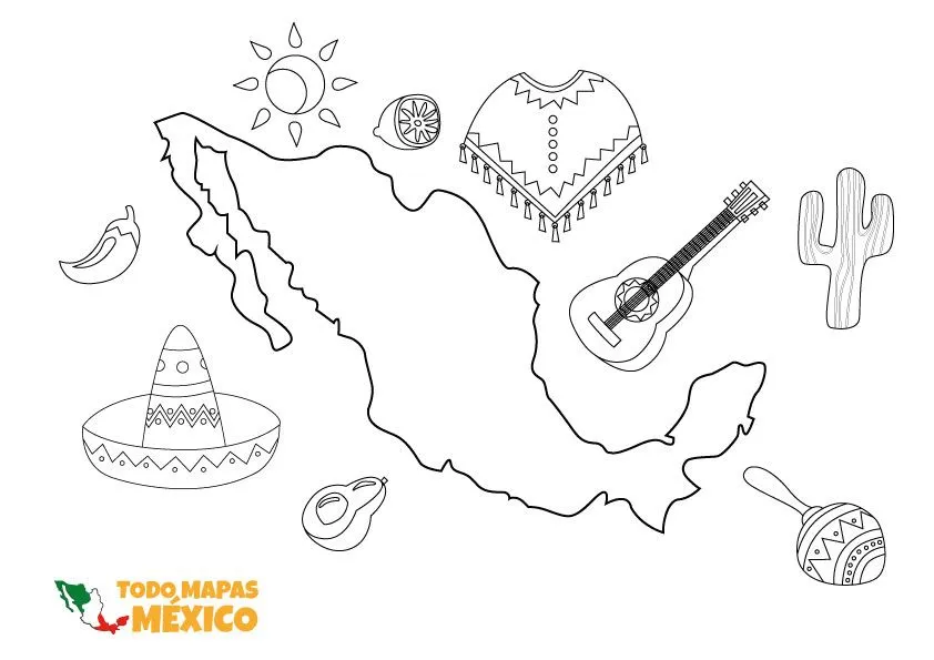 Mapas de México para colorear | Todo Mapas México