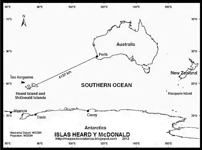 MAPAS DEL MUNDO: ISLAS HEARD Y McDONALD, Antartida