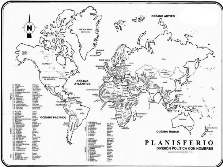 Mapas del planisferio con nombres - Imagui
