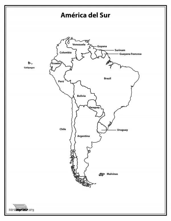 Mapas políticos de América del Sur para colorear | Colorear imágenes