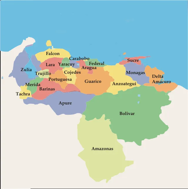 El mapa de Venezuela y sus estados - Imagui