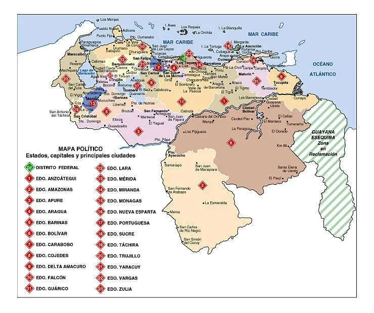 Mapas de Venezuela: Mapa de venezuela estados y capitales