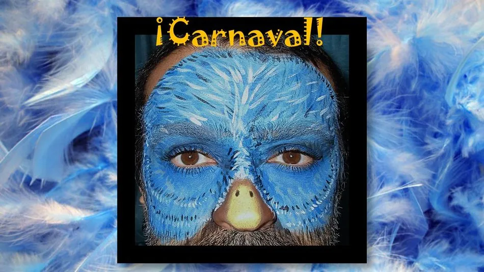 Maquillaje de Carnaval 2020: antifaz de pájaro azul - Rubidel Fuenlabrada