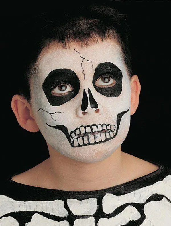 maquillaje-halloween-esqueleto-para-ninos-calavera | Face painting  halloween, Skull face paint, Skeleton face paint