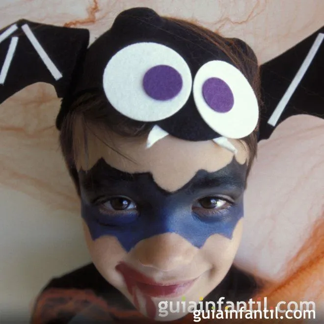 Maquillaje de murciélago para niños en Halloween - Maquillaje de ...