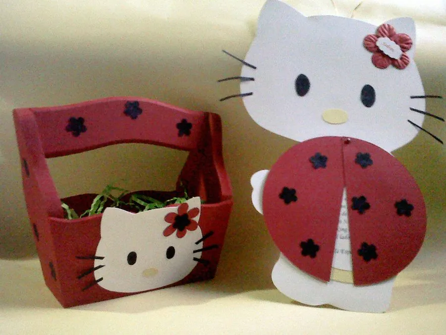 Mara Handmade Cards: Invitación y Dulcero de Kitty Mariquita Mara Handmade Cards: Invitación y Dulcero de Kitty Mariquita