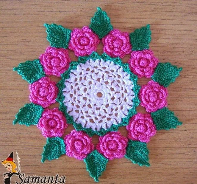 Maravillosa carpeta con rosas / patrones crochet | Crochet y Dos ...