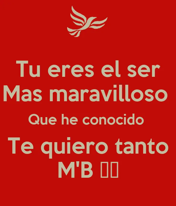 Tu eres el ser Mas maravilloso Que he conocido Te quiero tanto M'B ...