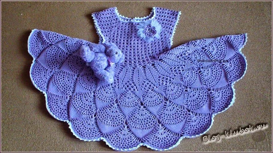 Maravilloso Vestido de niña al crochet | Crochet y Dos agujas