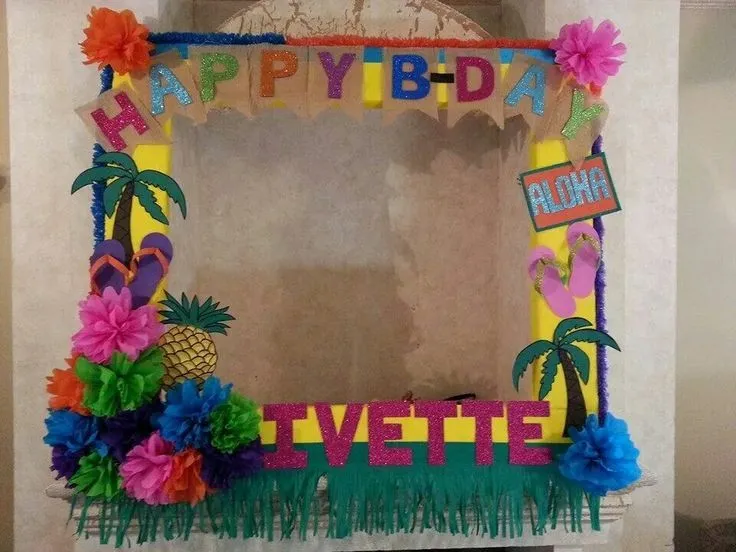 Marco de cumpleaños hawaiano | mis trabajos | Pinterest