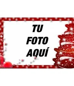 Marco para fotos con arbol navideño de adorno y borde rojo. 459 Marco para fotos con arbol navideño de adorno y borde rojo. 459