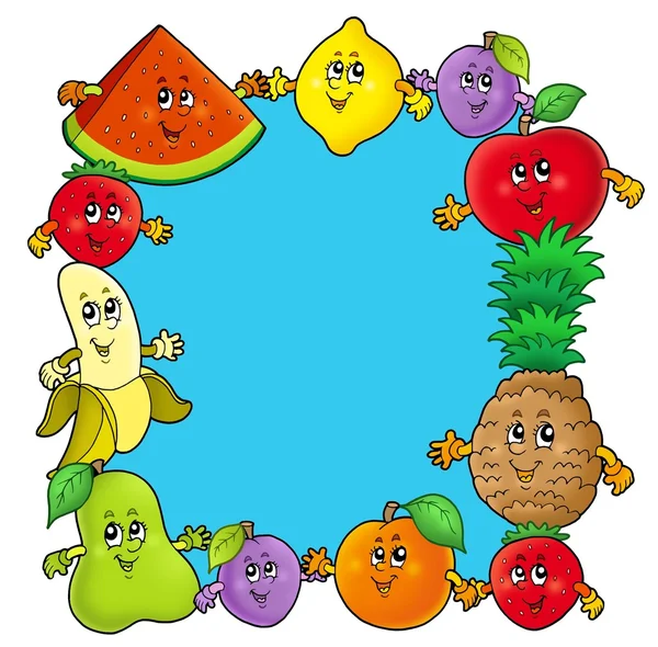 marco con varias frutas de dibujos animados — Foto stock © clairev ...