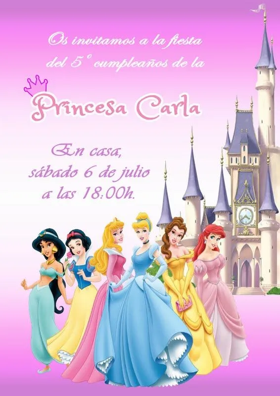 Mardefiesta: Invitación princesas Disney