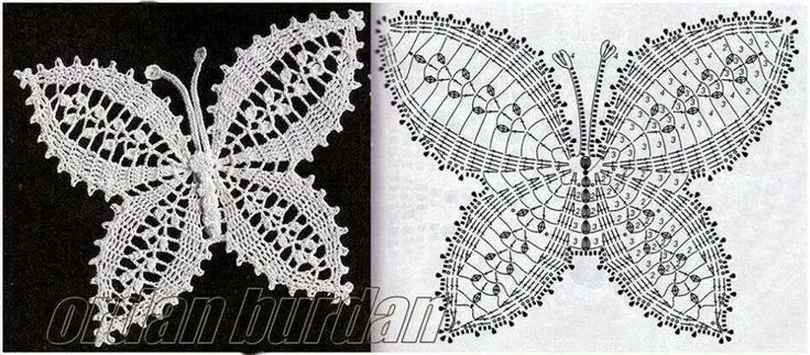 Mariposa tejida | Tejido . Crochet . Palillo | Pinterest