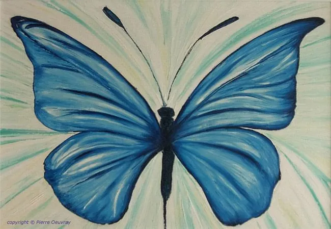 Mariposa tropical - Pintura al óleo - Pierre Oeuvray - Pintor ...