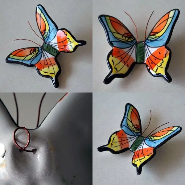 5 Mariposas de cerámica pintadas a mano - Alma Nostra