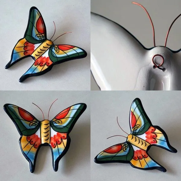 5 Mariposas de cerámica pintadas a mano - Alma Nostra