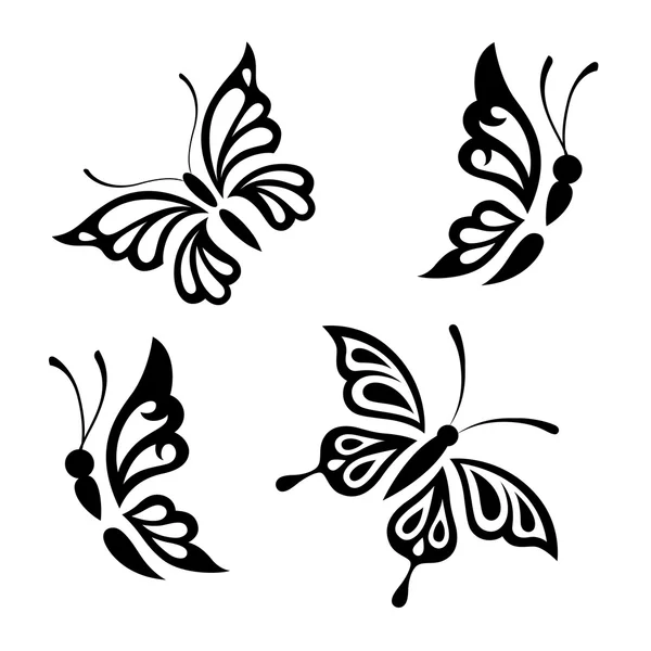 mariposas de colección blanco y negro — Vector stock © angle #35874003