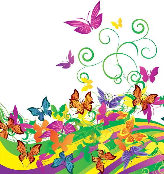 Mariposas de color sobre fondo brillante — Vector stock © cherju ...