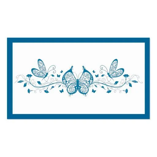 Mariposas y flores azules tarjetas de visita | Zazzle