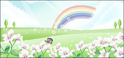 Mariposas Y Flores En El Cielo Del Arco Iris-Vector Paisaje-vector ... Mariposas Y Flores En El Cielo Del Arco Iris-Vector Paisaje-vector ...