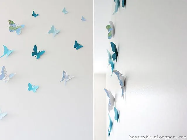 Mariposas hechas con mapas para decorar la pared : x4duros.