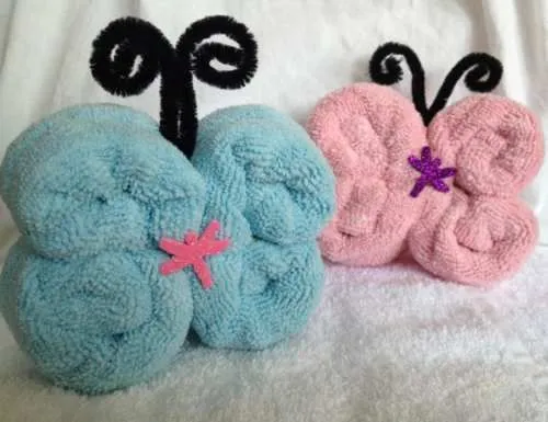 Mariposas hechas con toallas | Manualidades para Baby Shower ...