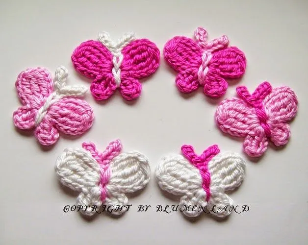 Mariposas de primavera tejidas al crochet - con patrones | Crochet ...