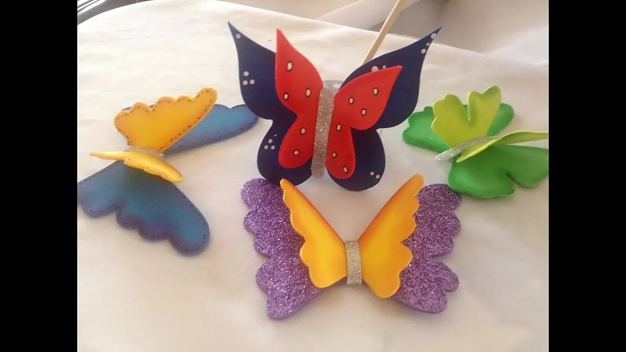 Mariposas tridimensionales en goma eva - YouTube