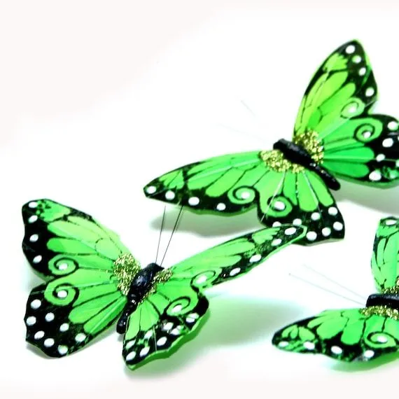3 Grandes mariposas verde manzana Virrey para por SilkInspirations