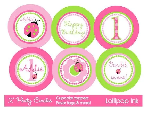 Mariquita en rosa y verde los círculos fiestas por LollipopInk