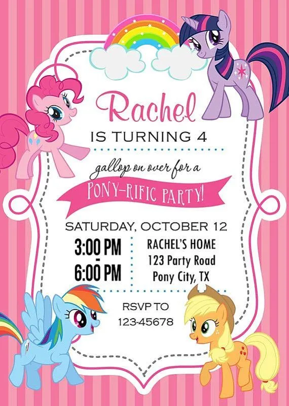 My Little Pony Invitation PRINTABLE Girl Birthday by TweetPrints ...