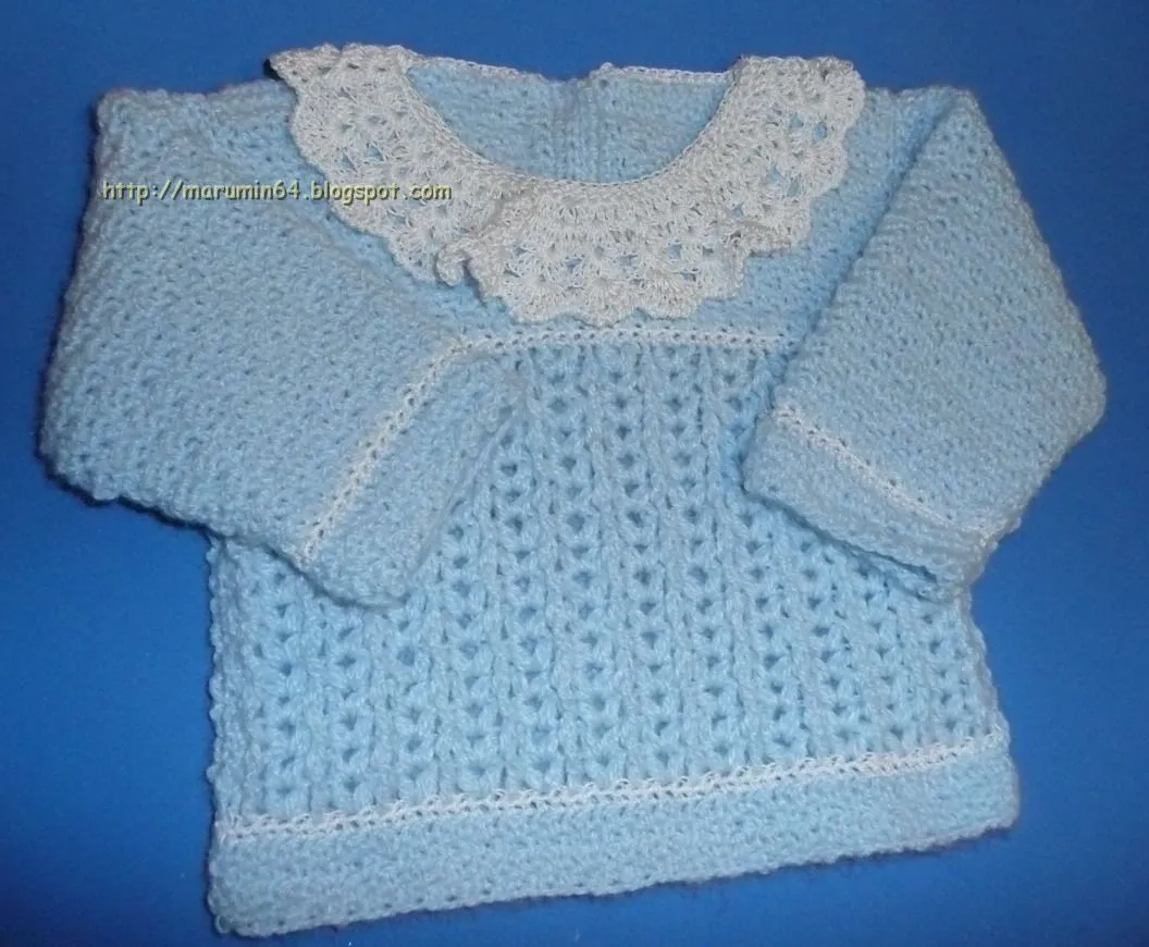 Marumin Crochet: Chaquetita recién nacido con cuellito blanco ...