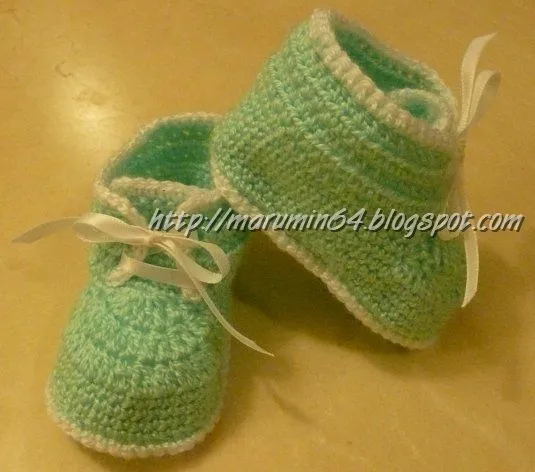 Marumin Crochet: Otro zapatito de bebe - tipo botín | Baby Crochet ...