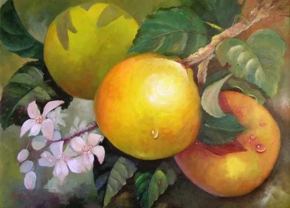 Mary Rocha Lemus. Obra: Bodegon Naranjas