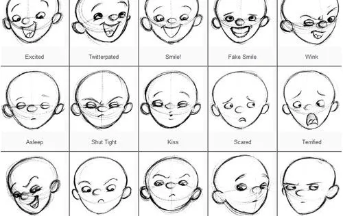 Cabezas para dibujar expresiones de emociones en cara - Imagui