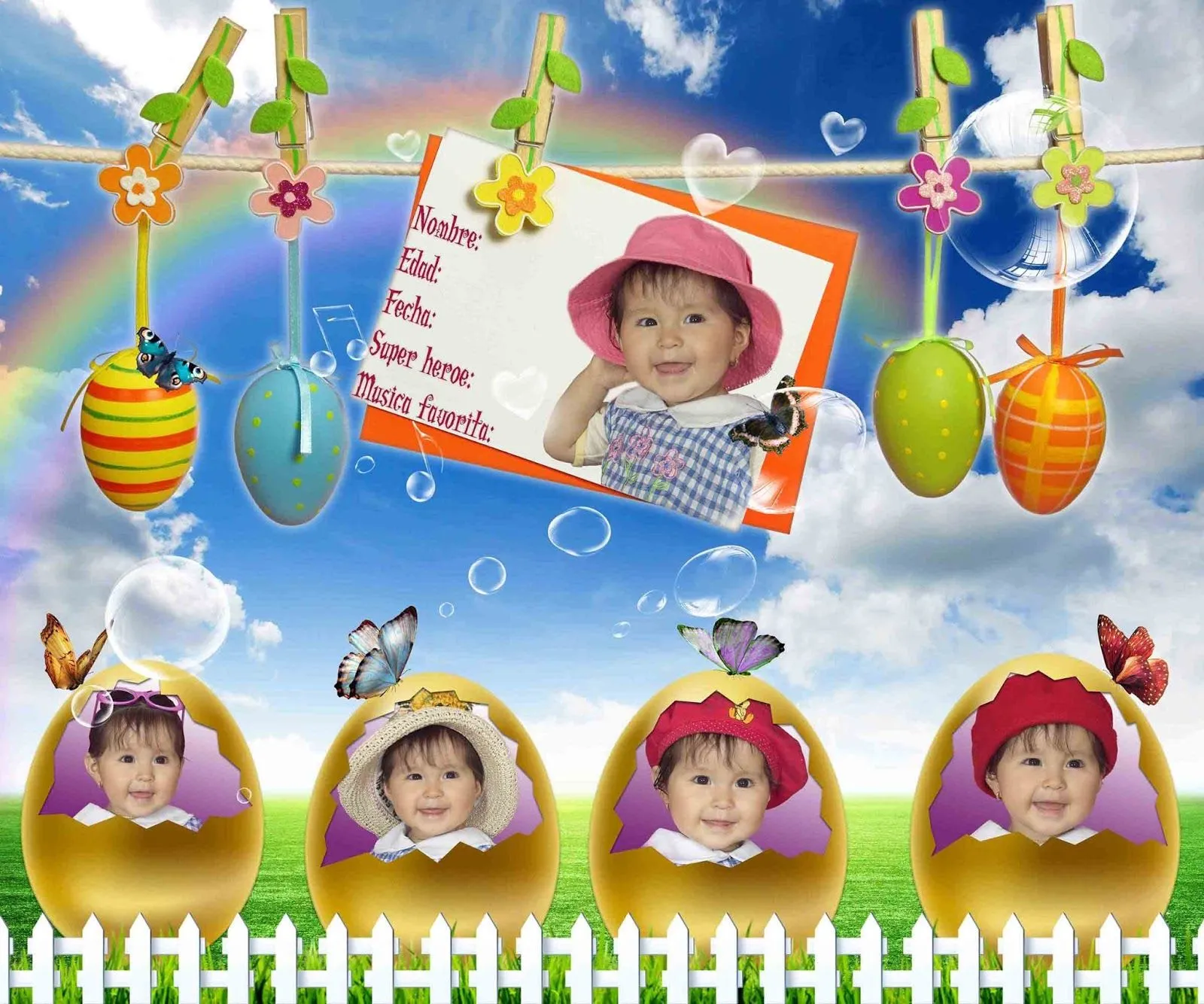 Caritas de niña en Pascuas - Plantillas para Photoshop 2014