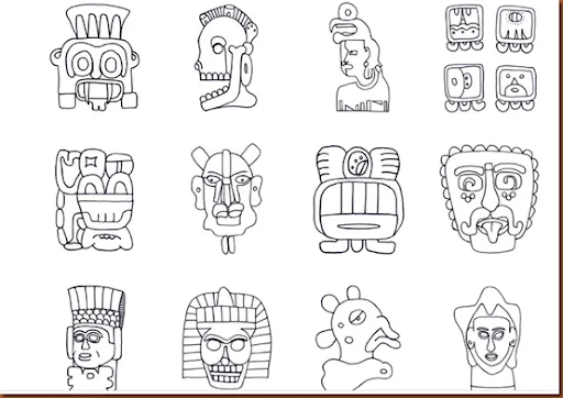 Free coloring pages of los símbolos aztecas