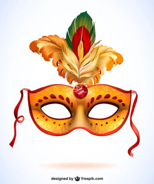 Máscara de carnaval con plumas. Vector formato .ai | Descargar ...