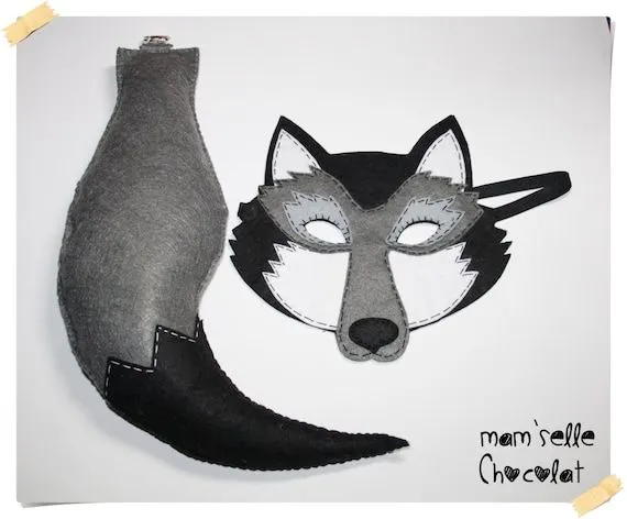Mascara y cola de lobo de fieltro para niños por MamselleChocolat