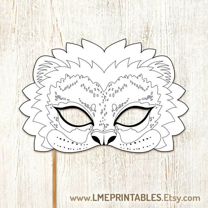 Máscara para colorear de león Disfraz de Halloween imprimible - Etsy México