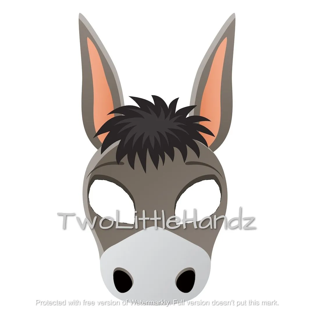 Máscara imprimible de burro / Máscaras de animales para niños - Etsy México