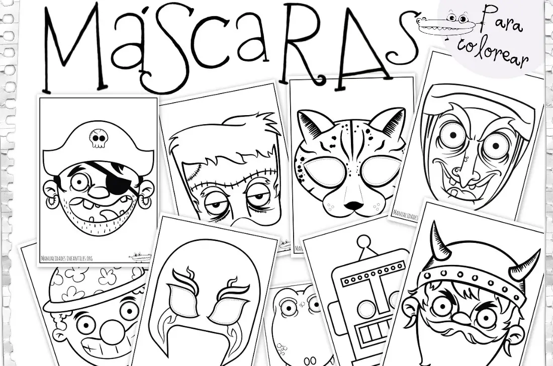 Dibujos de máscaras para colorear -Manualidades Infantiles