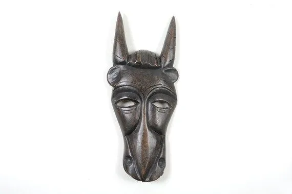 Máscara de madera africana caballo arte africano por Brocantebcn