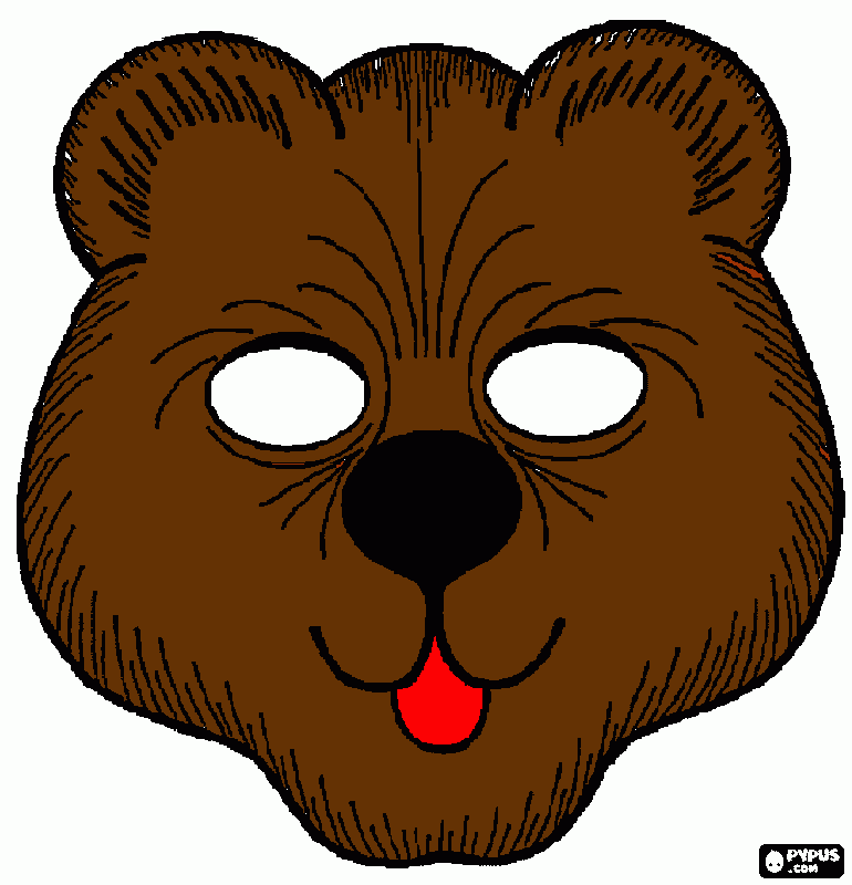 mascara de oso para colorear, mascara de oso para imprimir