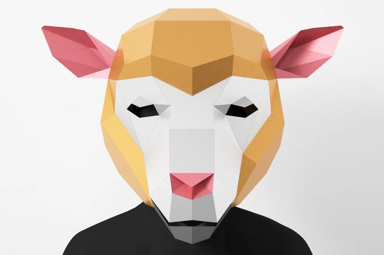 Máscara de oveja DIY, Máscara Low Poly, Máscara de artesanía de papel,  Plantilla de PDF Máscara 3D - LACRAFTA