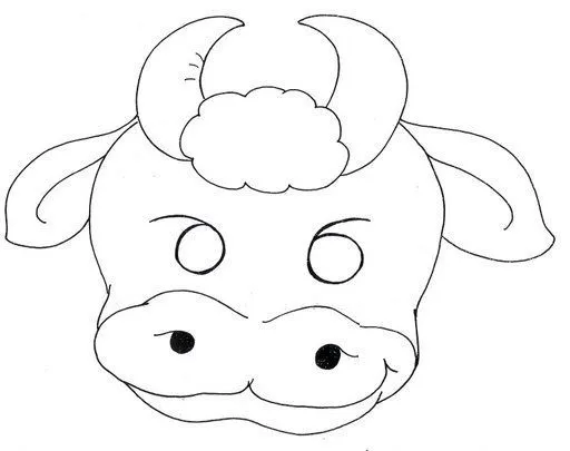 Máscara vaca para colorear - Imagui
