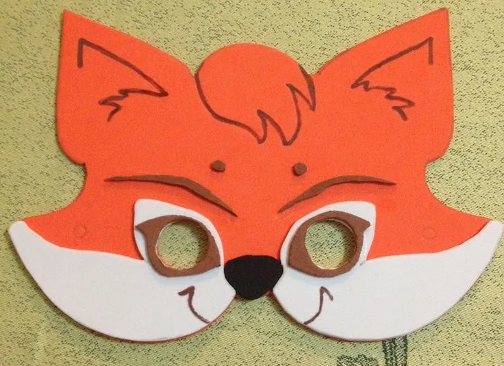 Máscara de zorro en foami | Manualidades escolares | Pinterest