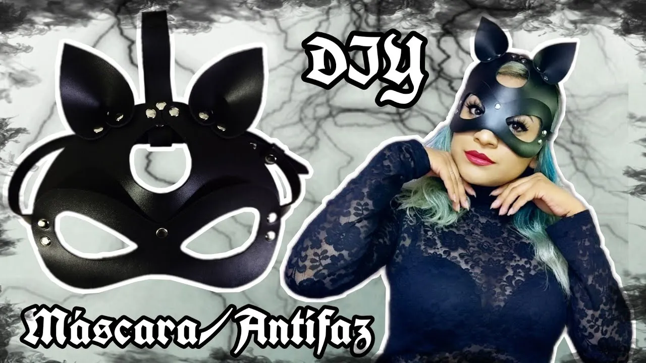 Máscara/Antifaz con orejas de gato -DIY - Goth 